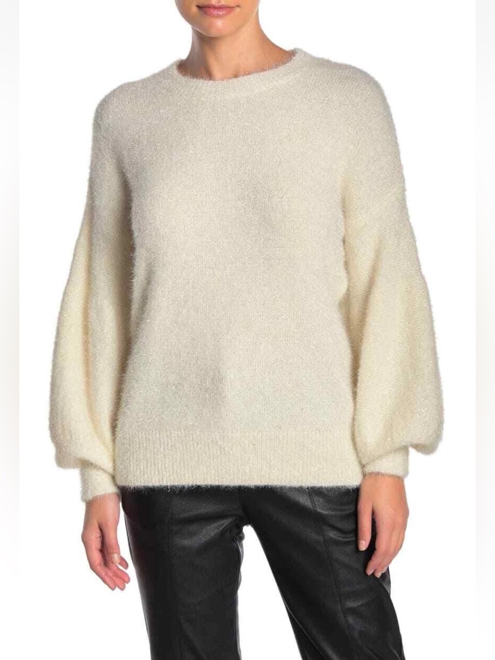 DO+BE Sparkle Fuzzy Crewneck Sweater with Balloon Sleeves- never worn